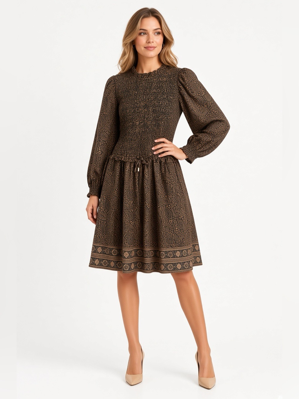 Cleobella Paisley Smocked Puff Sleeve Mini Dress S NWOT Organic Boh
